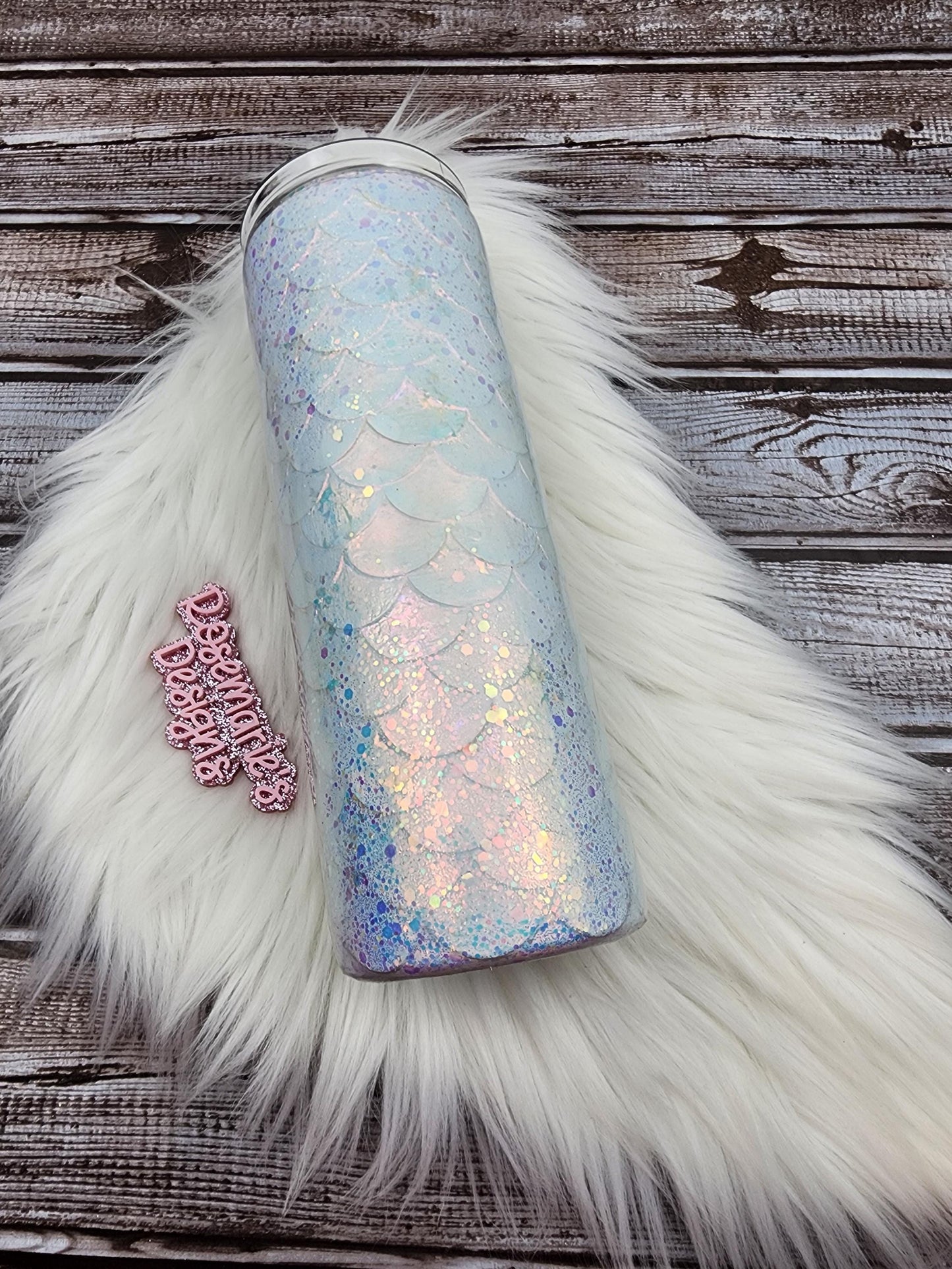 11 White opal mermaid tumbler, Mixed media Tumbler Personalized Tumbler, customized tumblers, Gifts for her, 20oz tumbler