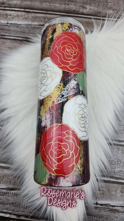 9-30oz Red abstract Floral