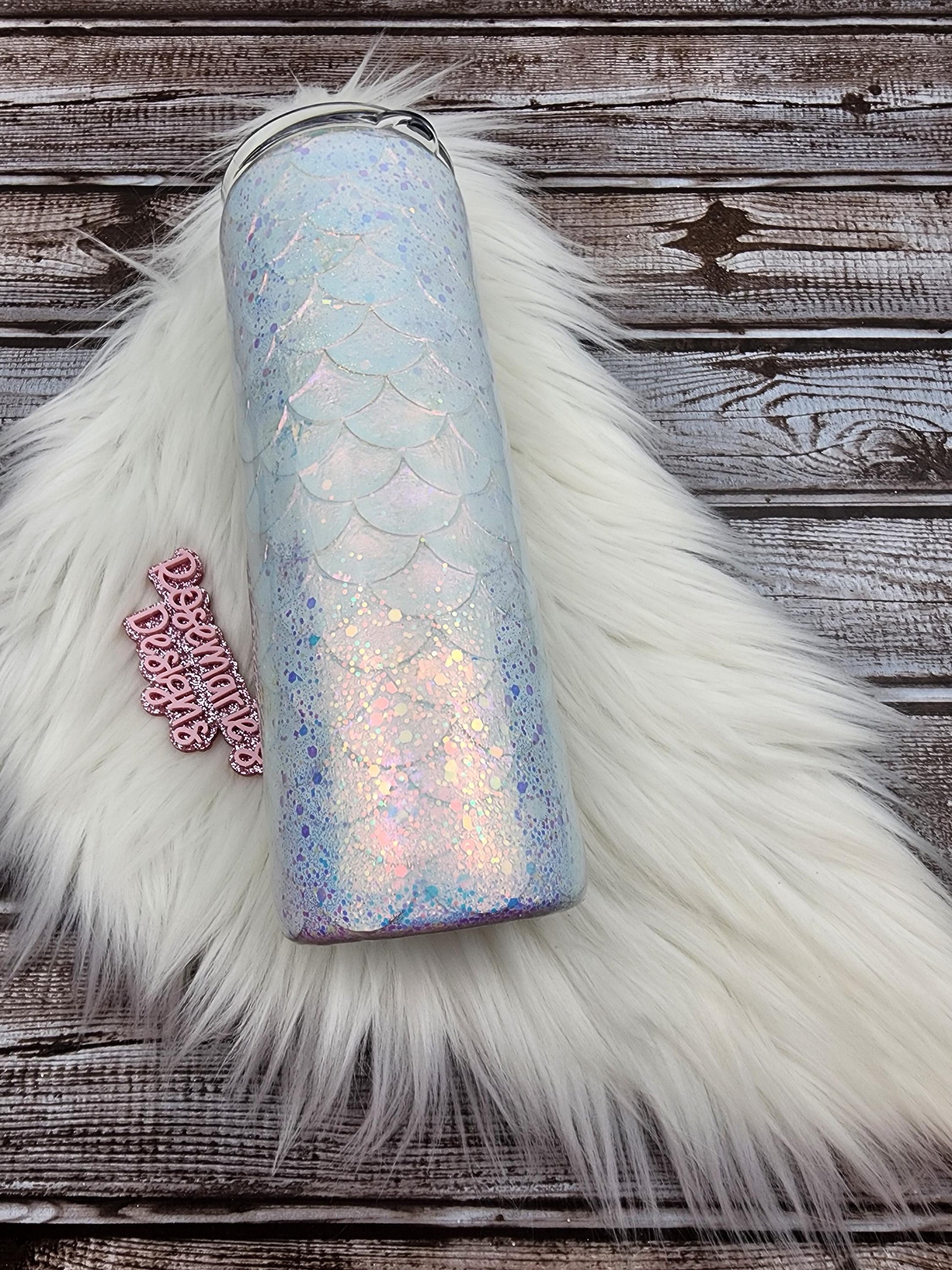 11 White opal mermaid tumbler, Mixed media Tumbler Personalized Tumbler, customized tumblers, Gifts for her, 20oz tumbler