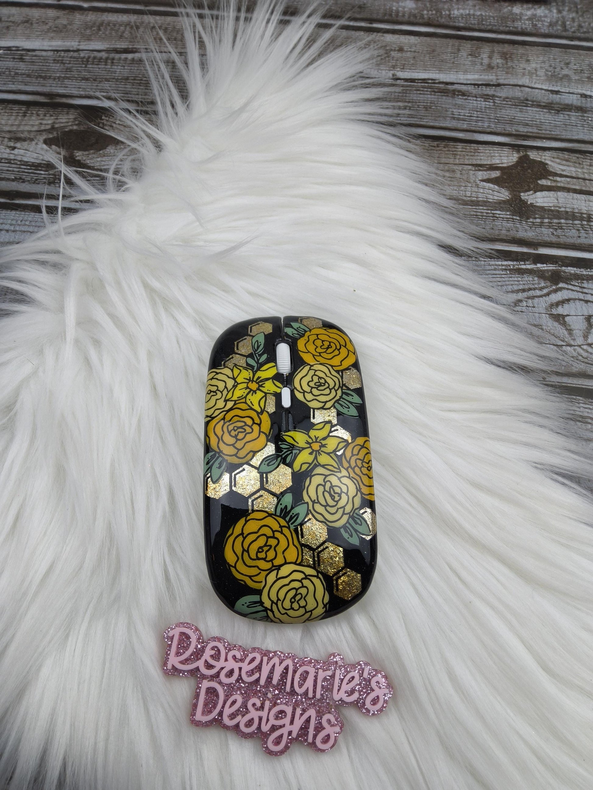 Custom Glitter Office Supply Set – Stapler, Tape Dispenser & Rechargeable Mouse – Handmade Desk Decor Gift