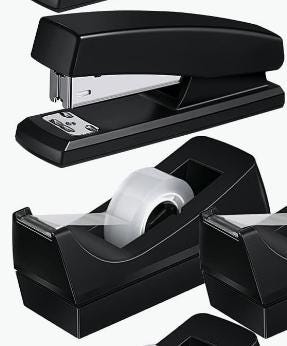 Custom Glitter Office Supply Set – Stapler, Tape Dispenser & Rechargeable Mouse – Handmade Desk Decor Gift