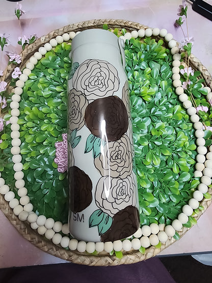 8- 30 oz Simple Tan flowers