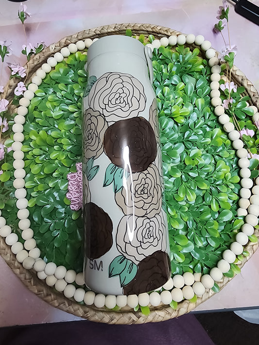 8- 30 oz Simple Tan flowers