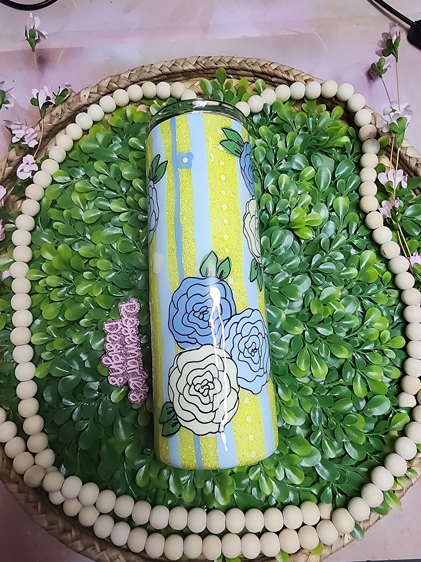 6- 20 oz Yellow Floral