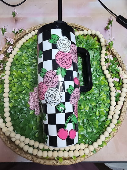 3- 40 oz Pink Floral with Cherries