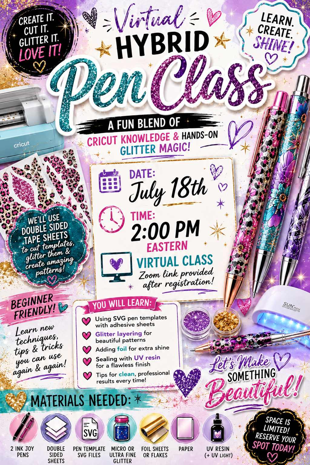 VIRTUAL HYBRID PEN + CRICUT CLASS (July 18th)