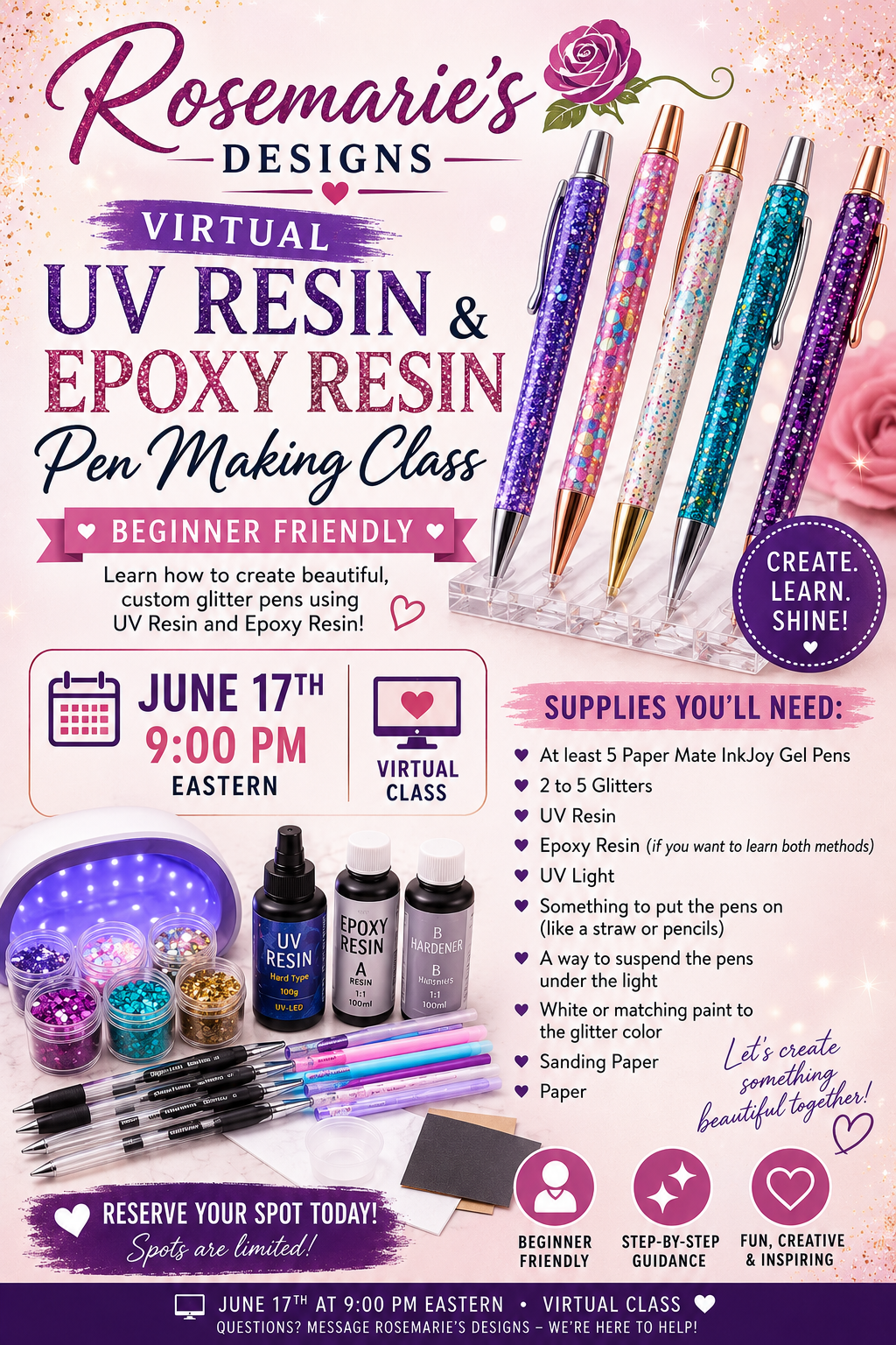Virtual UV Resin & Epoxy Pen Making Class – Beginner Friendly